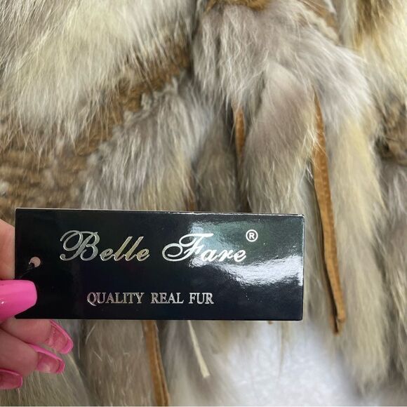 Belle Fare Rabbit and Red Fox Fringe Fur Poncho - Picture 2 of 4